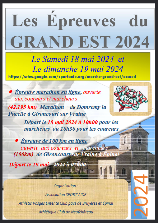 Semi-marathon – Marathon – 100km – Marche du Grand Est Semi-marathon – Marathon – 100km – Marche du Grand Est