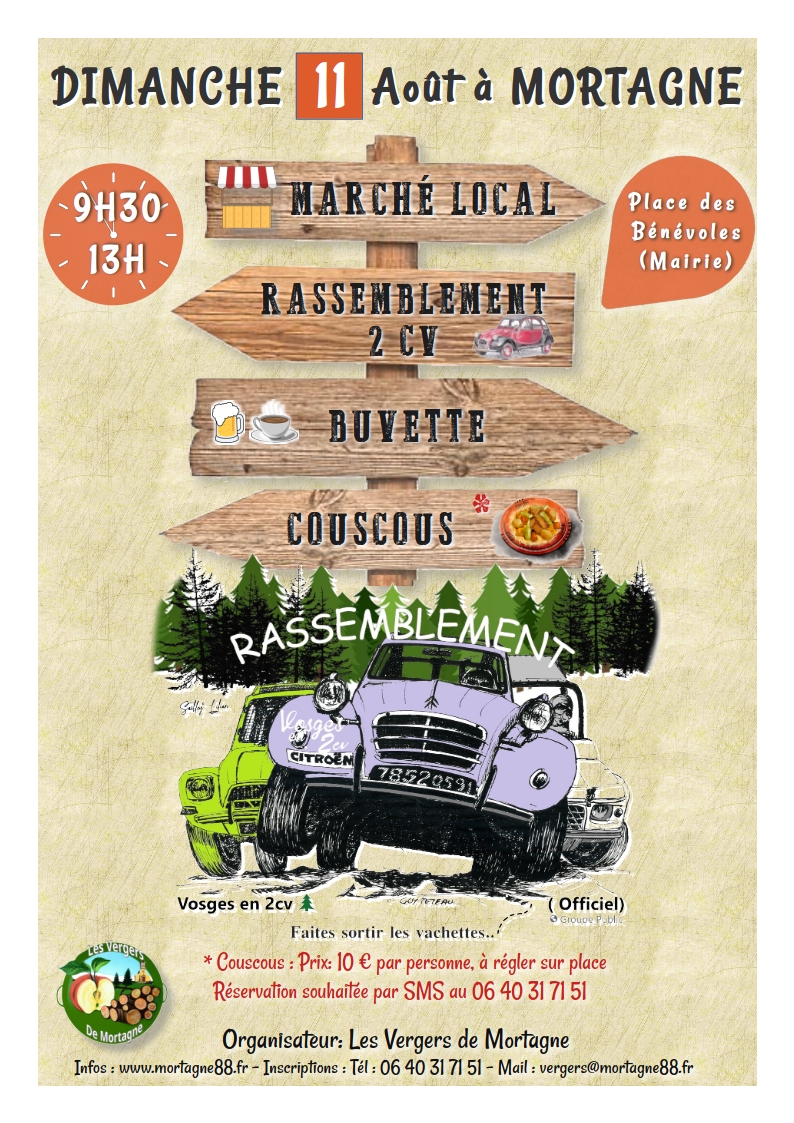 Petit marché local de Mortagne, avec rassemblement de 2 CV