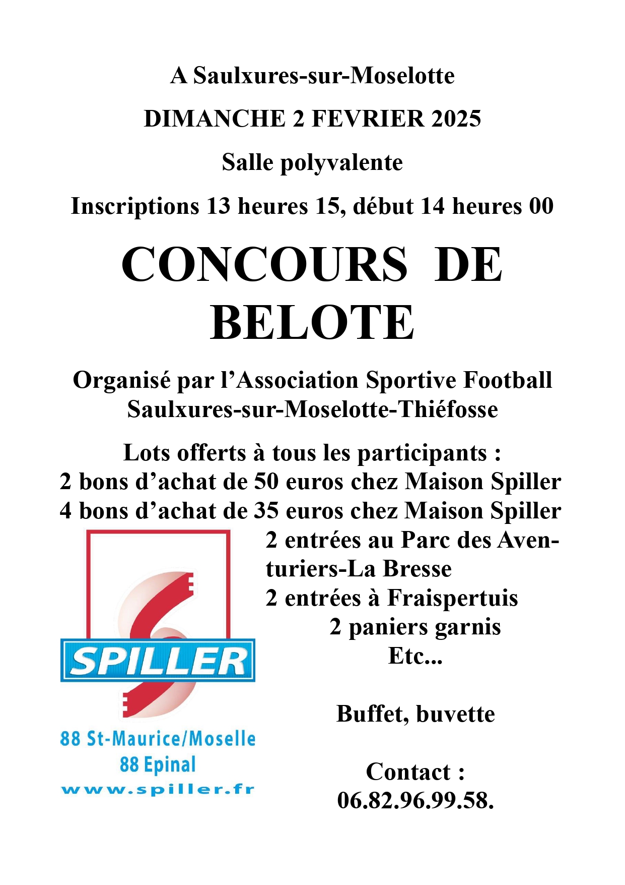 Concours de belote dimanche 02 février 2025 à Saulxures-sur-Moselotte Concours de belote dimanche 02 février 2025 à Saulxures-sur-Moselotte