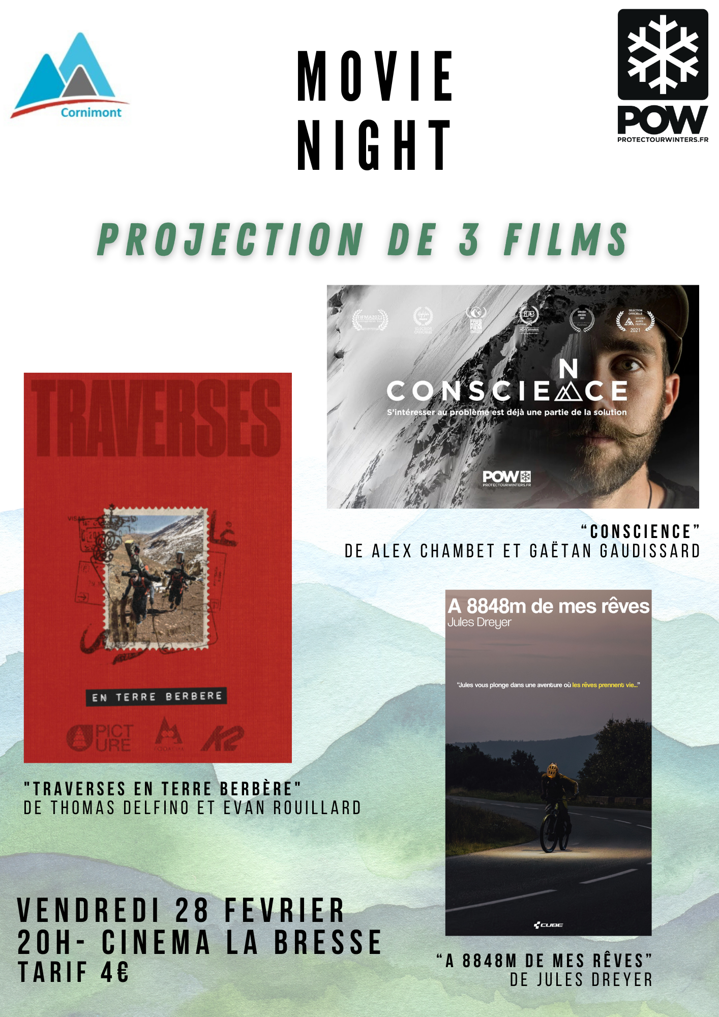 Movie Night-Vivre la montagne au travers de différents sports- 3 films