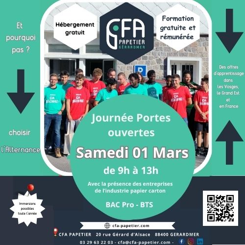 Journée Portes Ouvertes du CFA Papetier de Gérardmer Journée Portes Ouvertes du CFA Papetier de Gérardmer