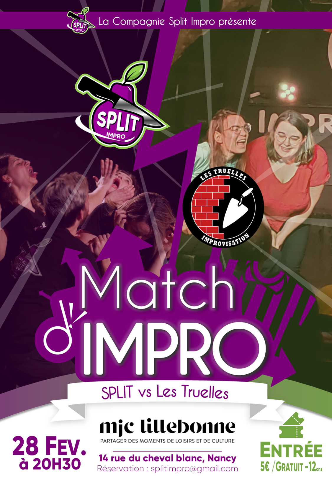 Match d&rsquo;improvisation – le split reçoit les truelles de Palaiseau !