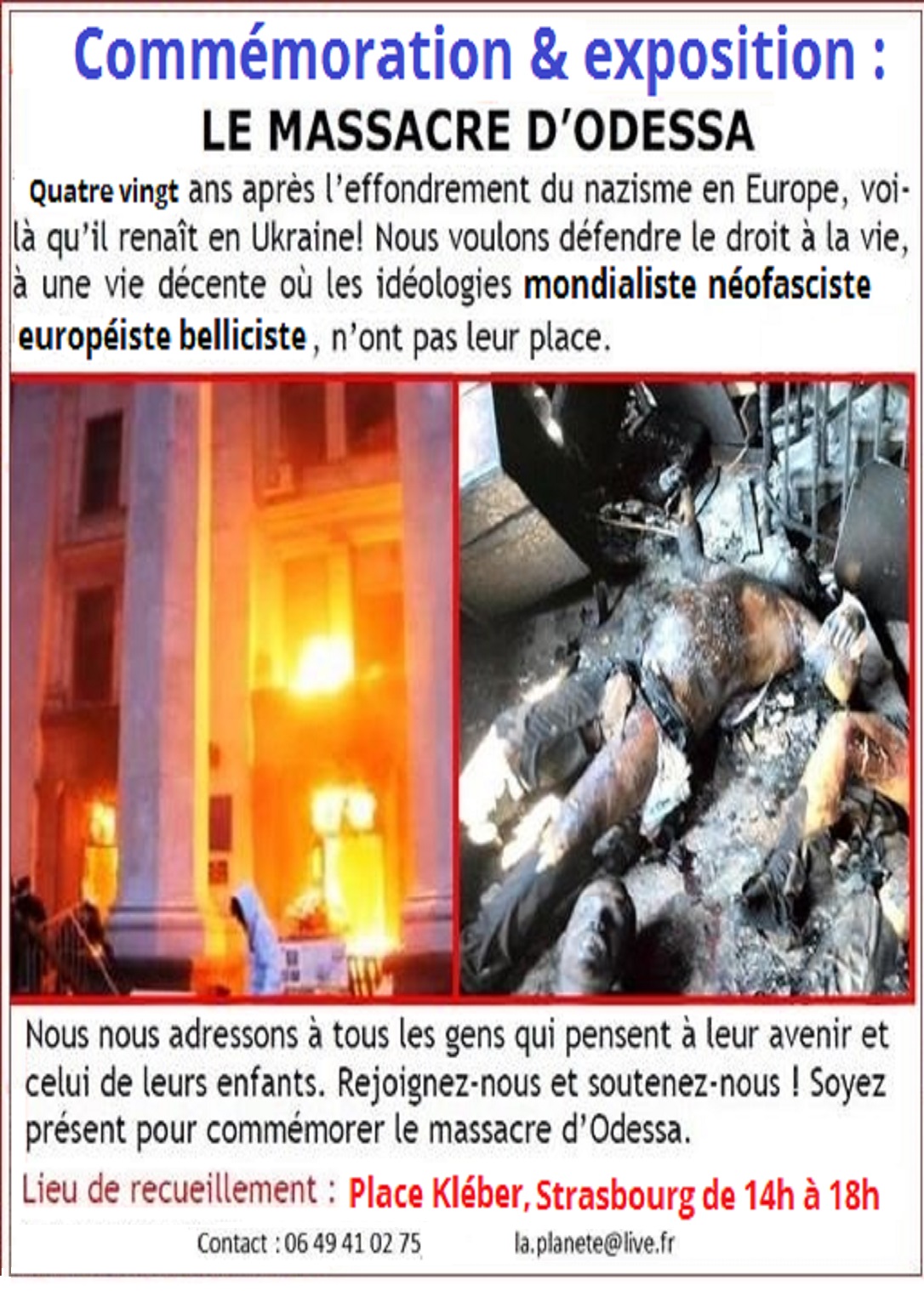 Commémoration & expo sur le massacre d’Odessa.