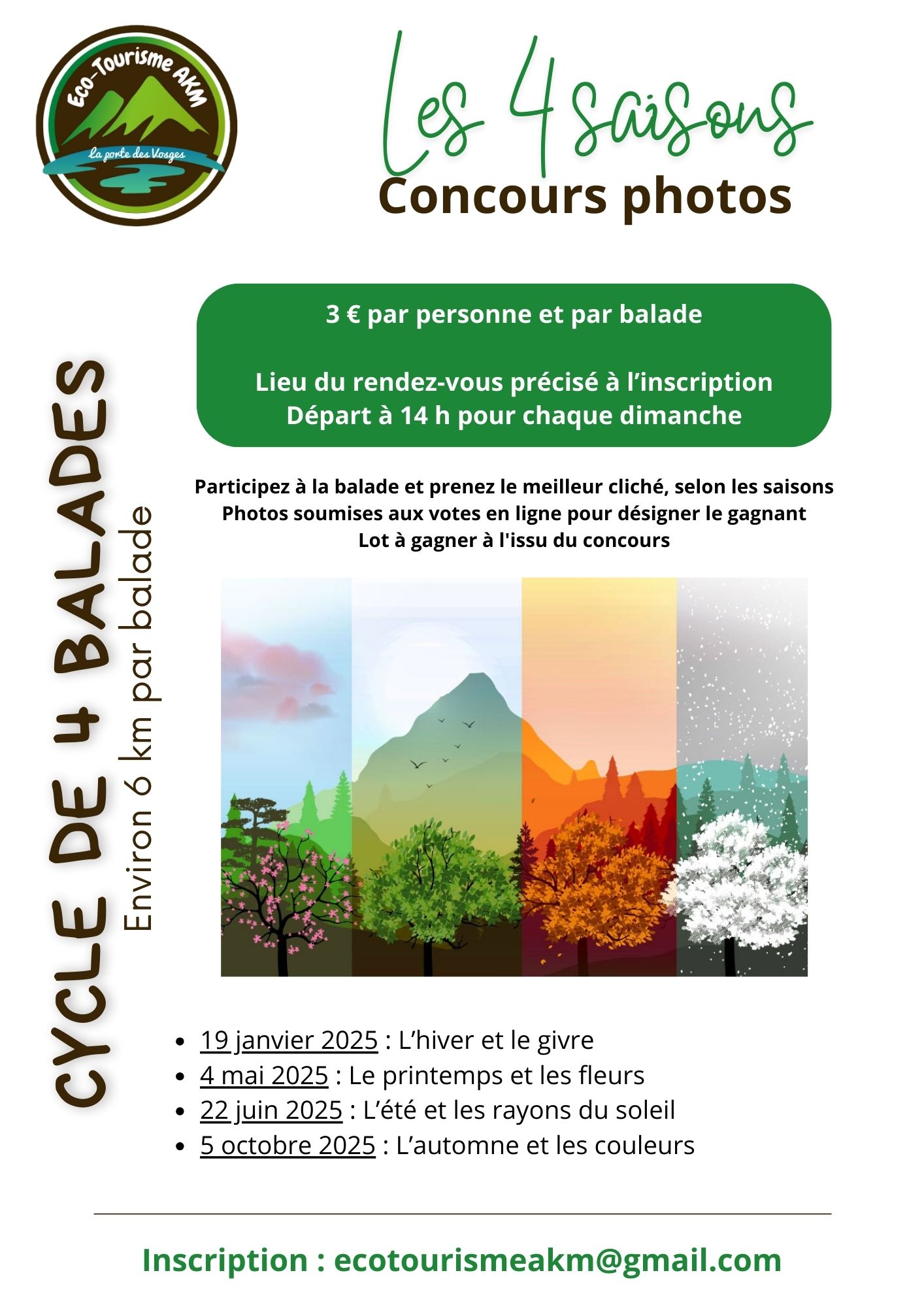 Cycle de 4 balades environ 6 km par balade