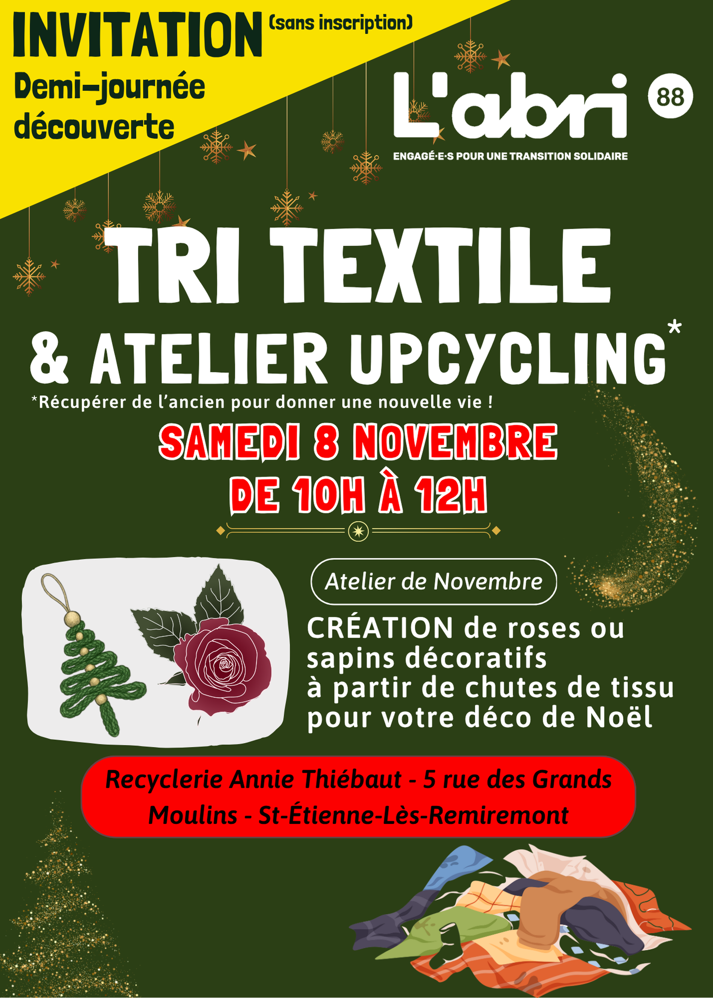 Invitation découverte et atelier upcycling à L’Abri