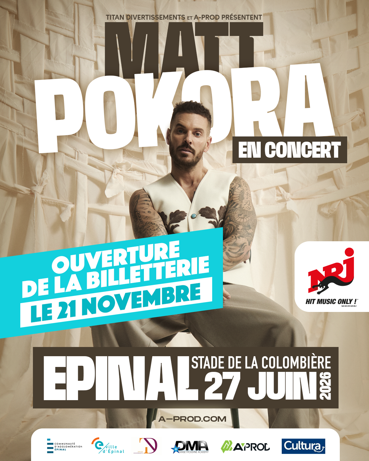 MATT POKORA à Épinal // Stade de la Colombière // 27 Juin 2026