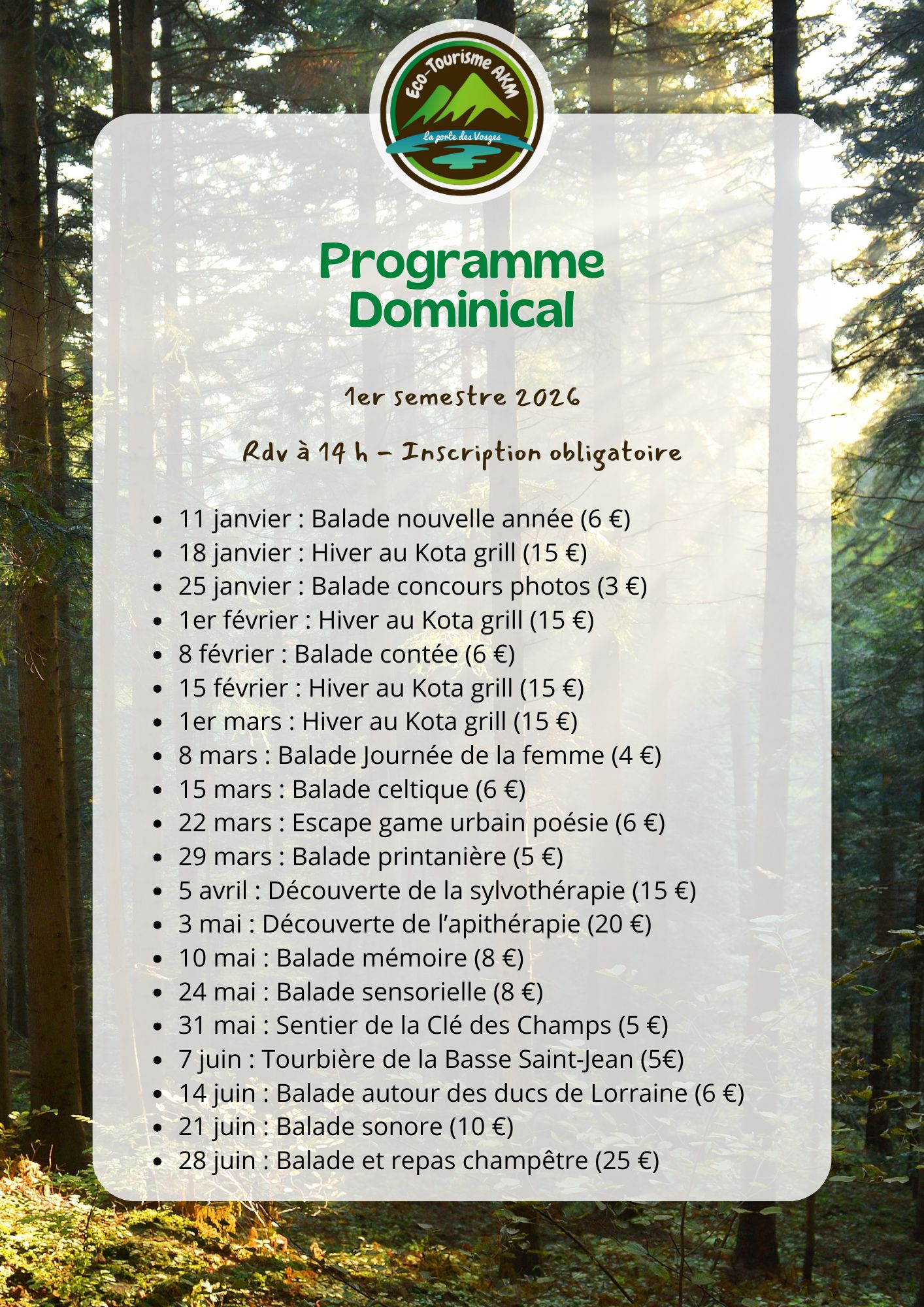 programme Dominical
