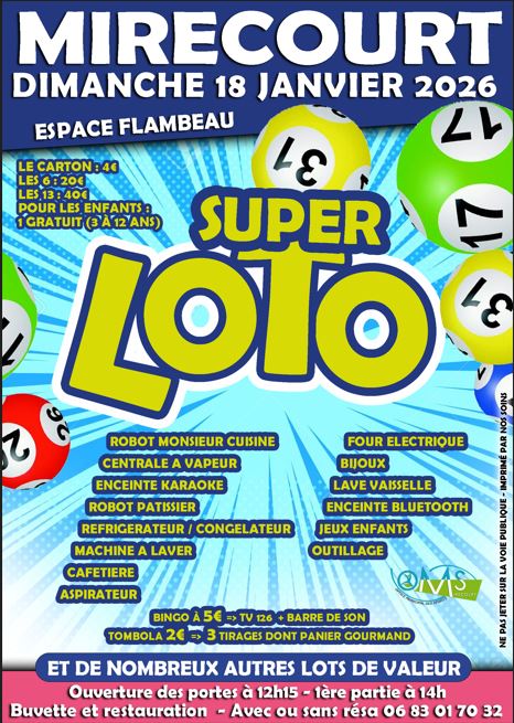 SUPER LOTO DE L’OMS A MIRECOURT 18/01/26