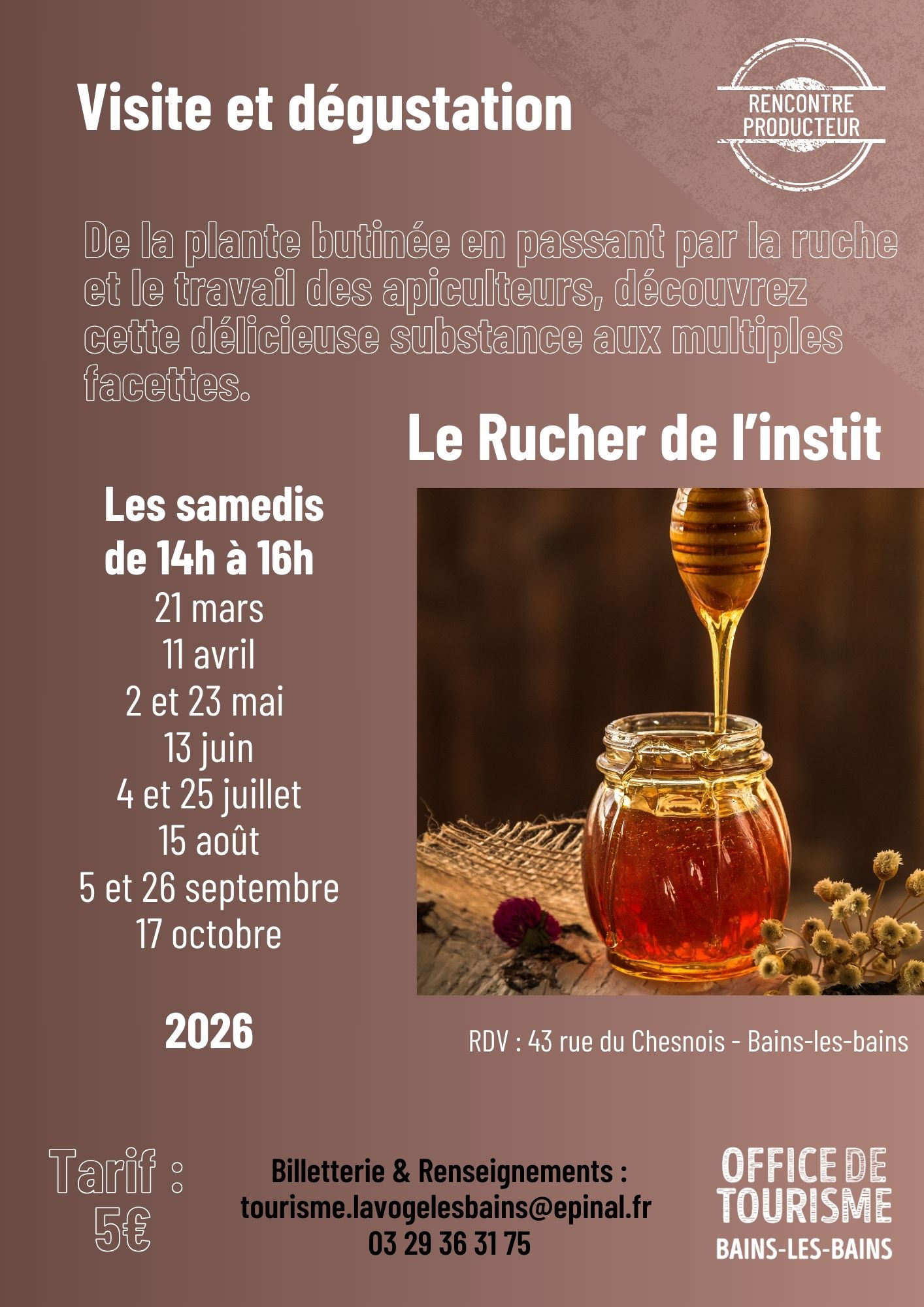 Visite de la fleur au pot le chemin du miel