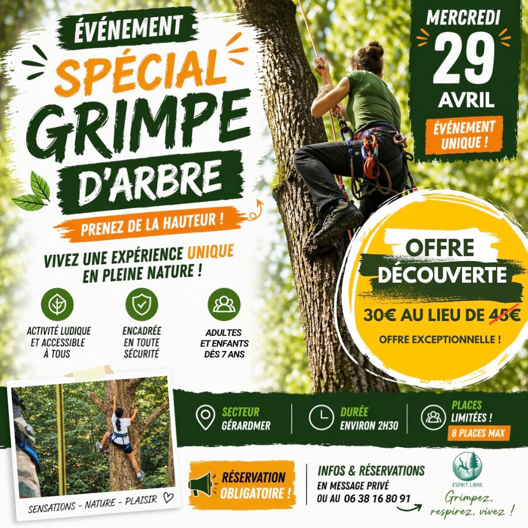 🌿 ÉVÉNEMENT SPÉCIAL – GRIMPE D’ARBRE 🌿