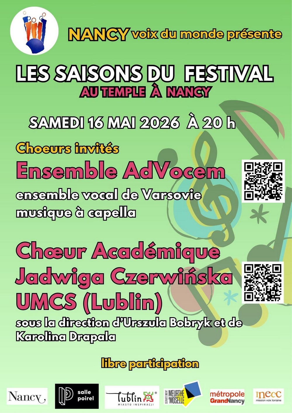 Concert : adVocem (Varsovie) et Chœur Académique J.-Czerwińska (Lublin)