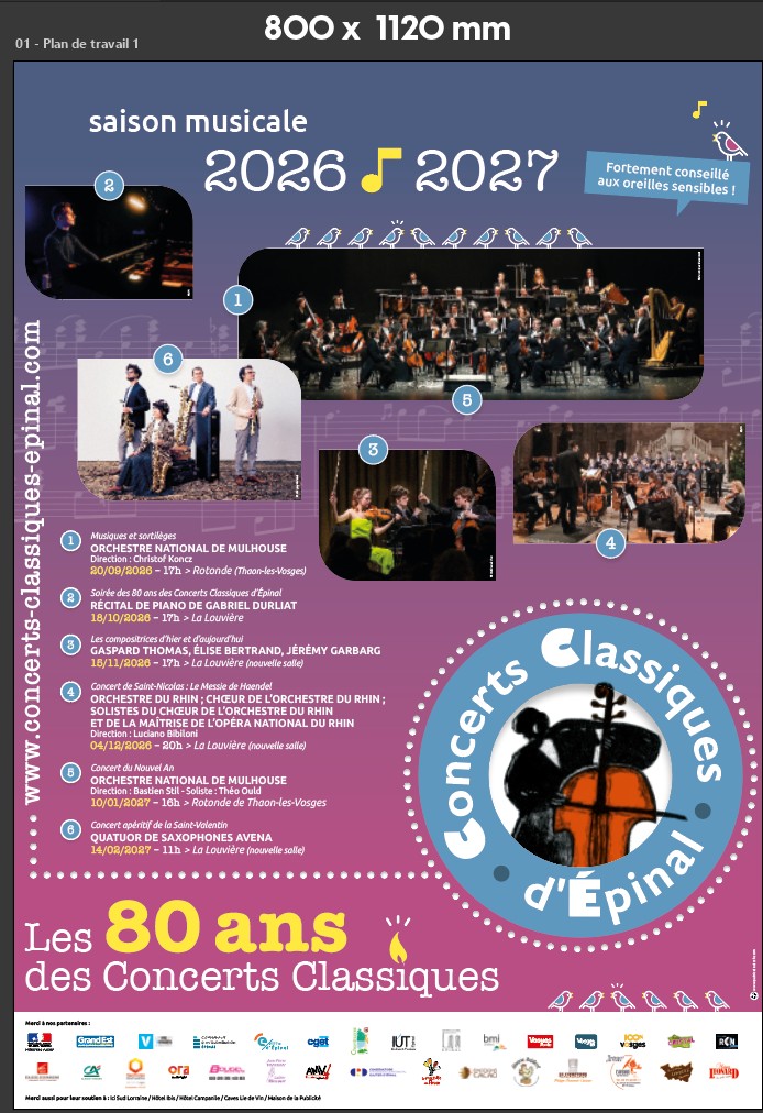 Saison musicale 2026-2027 des Concerts Classiques d’Epinal