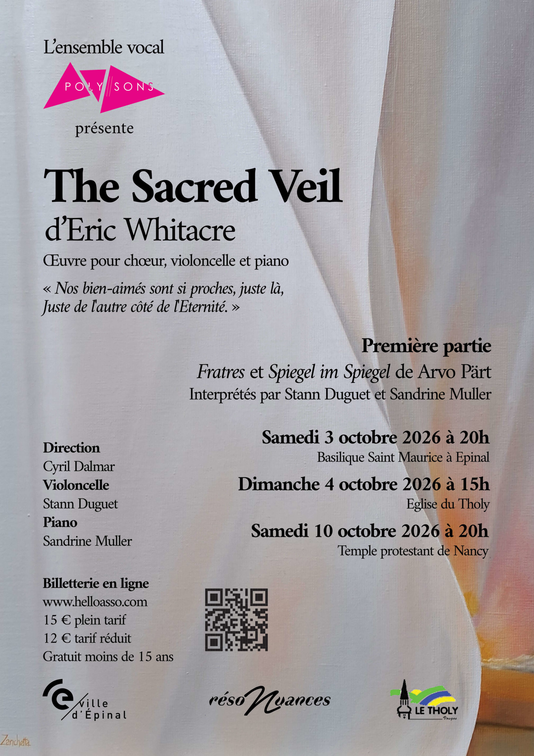 Concert E.Whitacre / A.Pärt – 3 et 4 octobre 2026